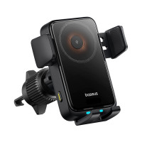 Автотримач для телефона з БЗП Baseus Wisdom Pro Auto Coil Alignment Car Mount Wireless Charger Air Outlet Version Cosmic Black (C40381501123-00)