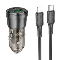 Автомобільний зарядний пристрій BOROFONE BZ25 Journey PD38W(1C1A) car charger set(C to iP) Transparent Black (6941991106972)