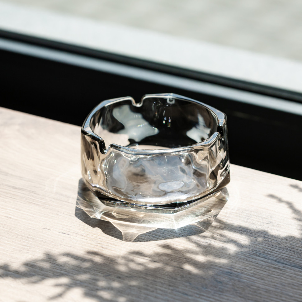 Попільничка скляна Diamond Faceted 12 см, сірий Yiwu HP-34-79