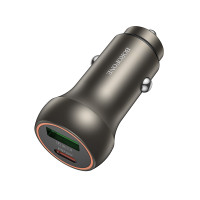 Автомобільний зарядний пристрій BOROFONE BZ32B Fresh 48W dual port PD30W+QC3.0 car charger Metal Gray (6941991118630)