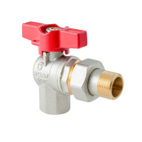 Кран с американкой угловой Koer Extreme KE.228-15 - 1/2" ручка "бабочка" красная (KR5763)