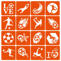 Набір трафаретів для біотату "Футбол" (football-simple-16) 16 шт, 6х6 см