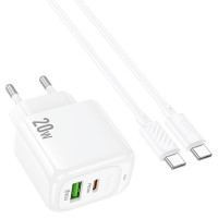 Мережевий зарядний пристрій HOCO CS54A Surplus PD20W+QC3.0 charger set(C to C) (6942007631532)