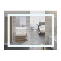 Зеркало Mixxus WARM MR02-70x50-CASE с LED Touch, Anti-fog, димером, рег. яркости, часами (MI6669)