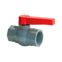 Кран шаровой PLAMIX PVF-4" FF PVC ручка "рычаг" (grey+red) (PM0755)