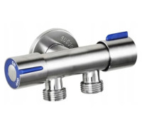 Кран для подключения сантехприборов Mixxus VAL-11-1/2x1/2x1/2 из нержавеющей стали SUS304 (синий) (