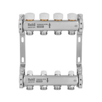 Коллектор с термостатическими и запорными клапанами Roho R805-04M - 1"x 4 вых. (RO1044)