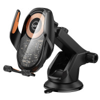 Автотримач для телефона з БЗП HOCO HOCO HW34 Blue whale 3-axis linkage wireless fast charging car holder(center console) (6942007652148)