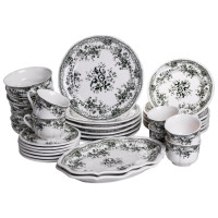 Столовий набір посуду 32 предмети на 6 осіб Vintage Elegant порцеляновий Зелений YY78-7A