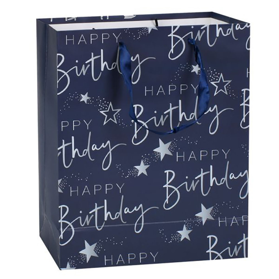 Пакет подарунковий Happy Birthday MK 5947-M(Blue) розмір 32х25х11 см