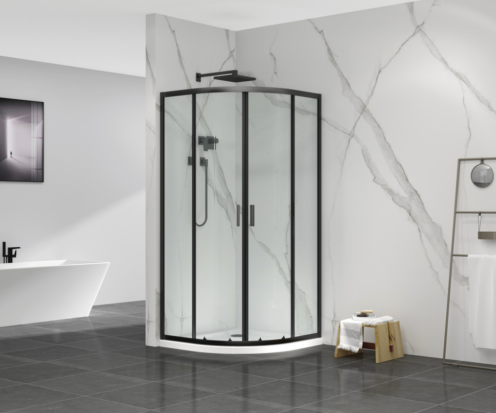 Душова кабіна без піддону MIXXUS PREMIUM DIVERSE SC01-90x90x195-TR BLACK прозоре скло 5мм (MI6860)