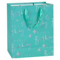 Пакет подарунковий Happy Birthday MK 5947-M(Turquoise) розмір 32х25х11 см