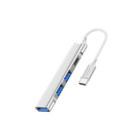 USB-хаб WUW-X236 USB 4-in-1 multifunctional expander, USB3.0 high-speed transmission Silver (6972573339228)